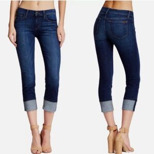 Joe’s Brysen Dark Indigo Cuffed Hem Mid-Rise Capri Jeans Size 26
